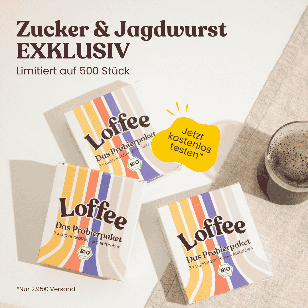 Loffee kostenfrei testen | Koffeinfreier Bio-Lupinenkaffee | Limitert auf 500 Stück.