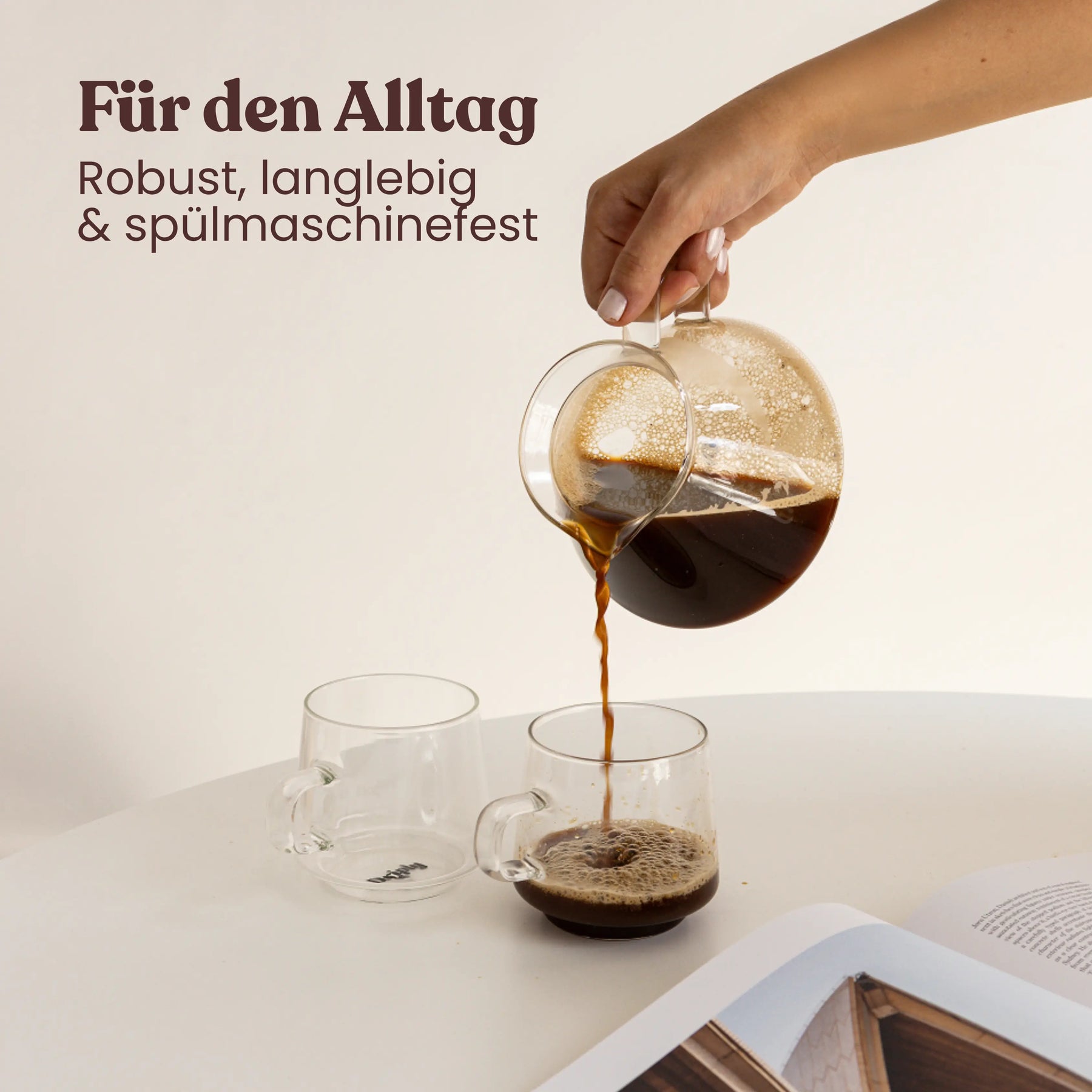 Driply Glastasse transparent | Zwei Retro-Tassen im Set