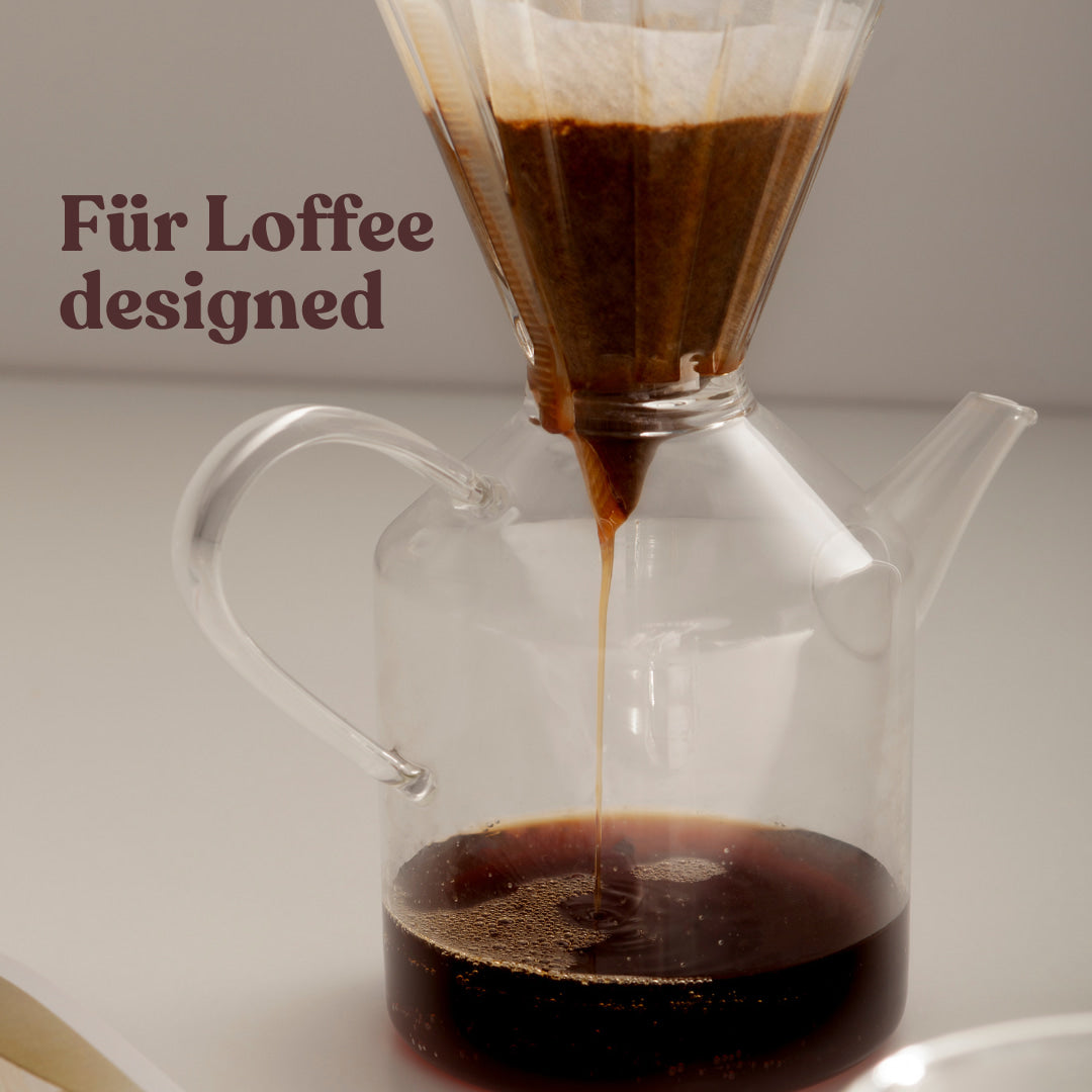 Originale Loffee-Kanne aus Glas | 2-in-1-Design | Inkl. Papierfilter