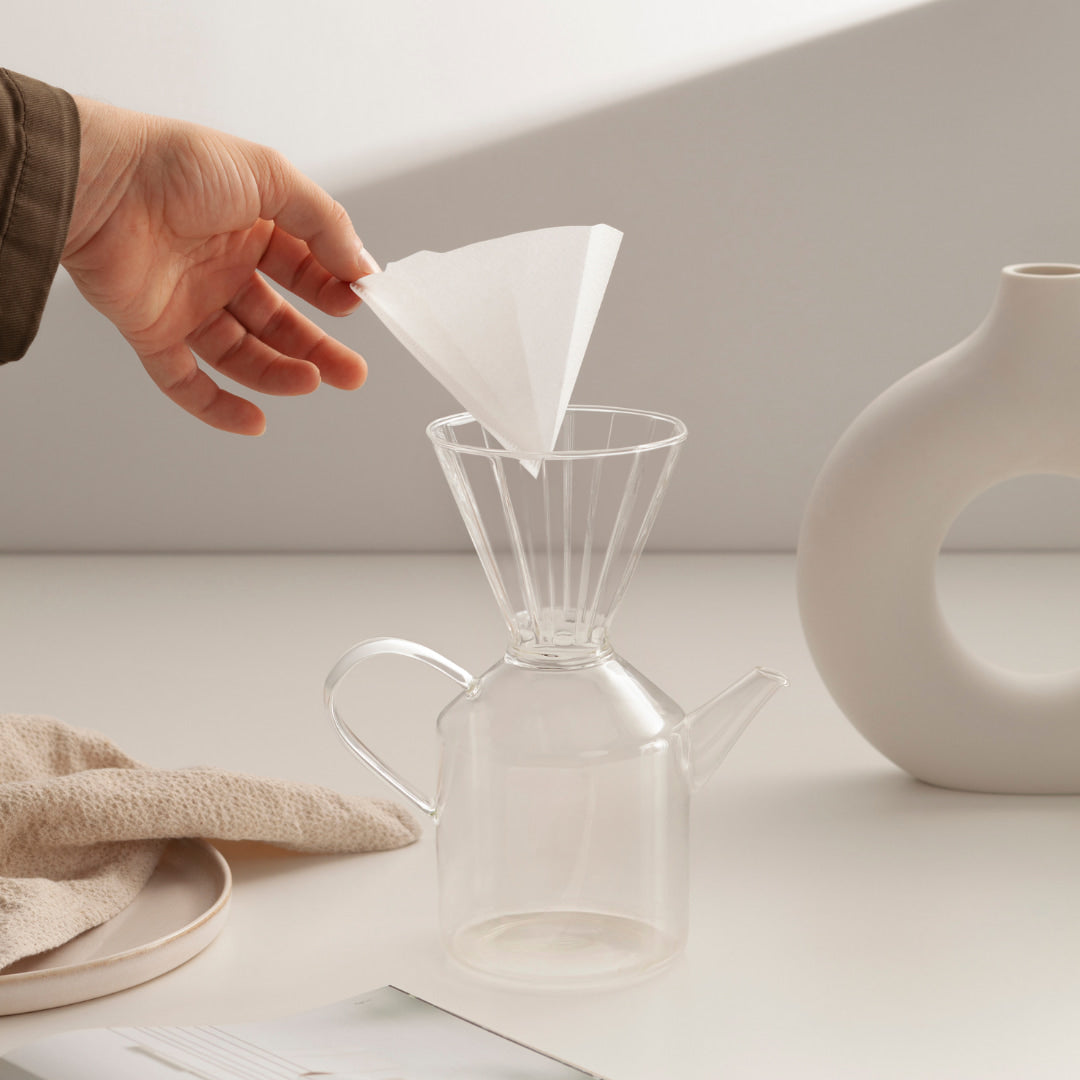 Originale Loffee-Kanne aus Glas | 2-in-1-Design | Inkl. Papierfilter