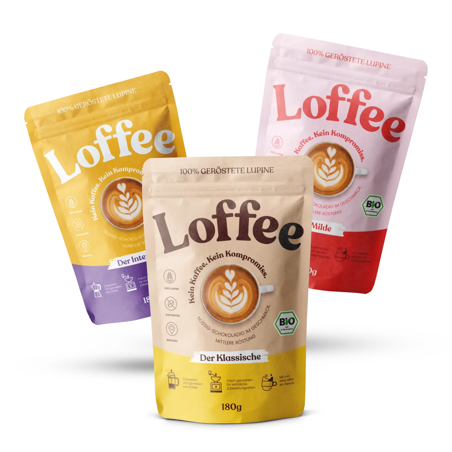 Lupinekaffee Set von vorne