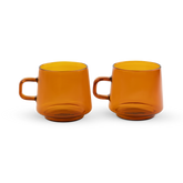 Driply Glastasse bernstein | Zwei Retro-Tassen im Set