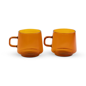 Driply Glastasse bernstein | Zwei Retro-Tassen im Set