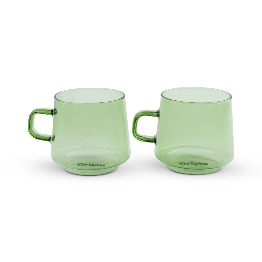 Driply Glastasse grün | Zwei Retro-Tassen im Set