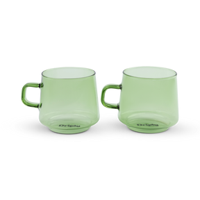 Driply Glastasse grün | Zwei Retro-Tassen im Set