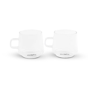 Driply Glastasse transparent | Zwei Retro-Tassen im Set
