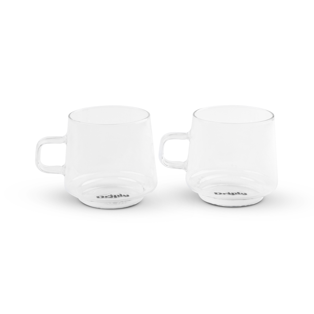 Driply Glastasse transparent | Zwei Retro-Tassen im Set