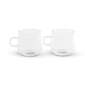 Driply Glastasse transparent | Zwei Retro-Tassen im Set