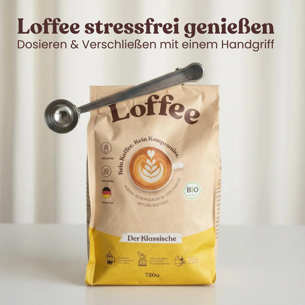 Loffee-Klammer mit Dosierlöffel | 2-in-1