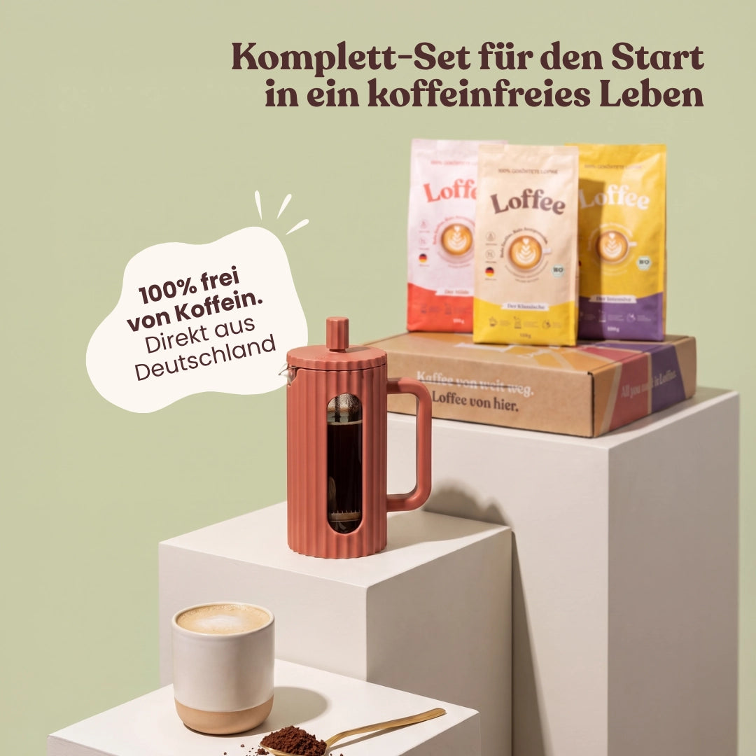 Loffee Starter-Set | 3 Sorten Bio Lupinenkaffee + French Press